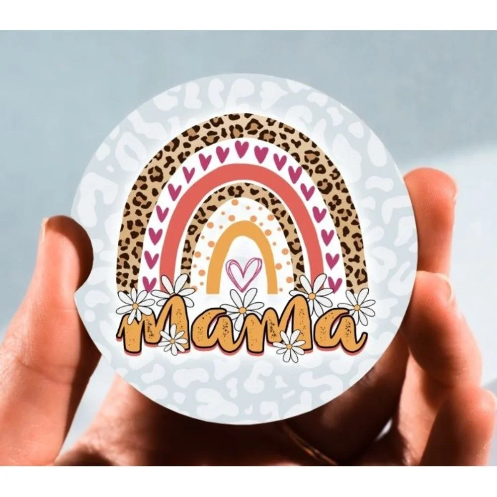 Set of‎ 2 Car Coasters, Rainbow Mama Car Coaster, Neoprene Car Coaster